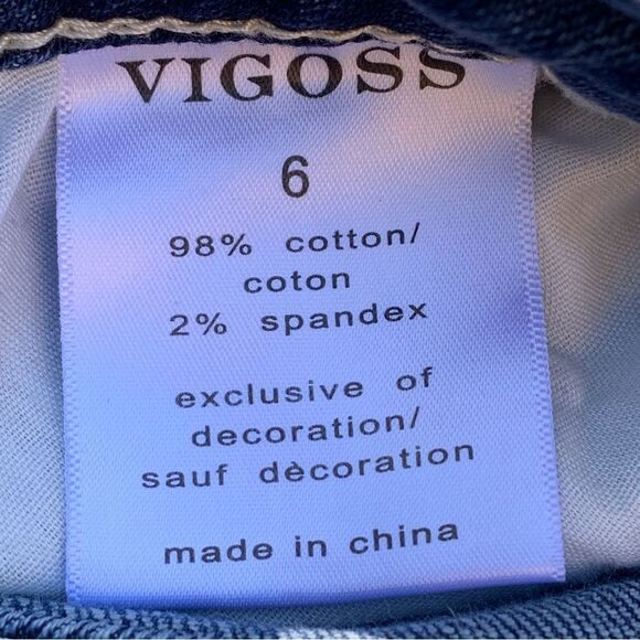 Vigoss Medium Wash Distressed Skinny Embroidered Jeans Women’s size 6 - Picture 10 of 13